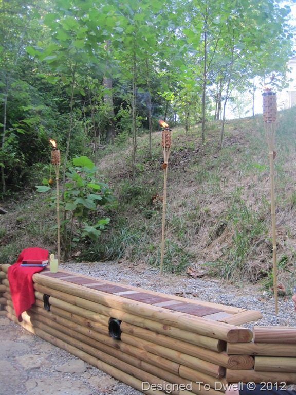 Retaining Wall with Tiki Torches