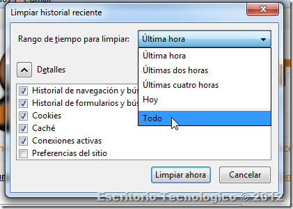 Como borrar el historial: Mozilla Firefox 4