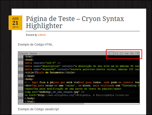 Plugin Syntax Highlighter para o WordPress - Visual Dicas