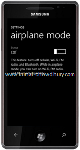 WP7 Settings Page - Airplane Mode