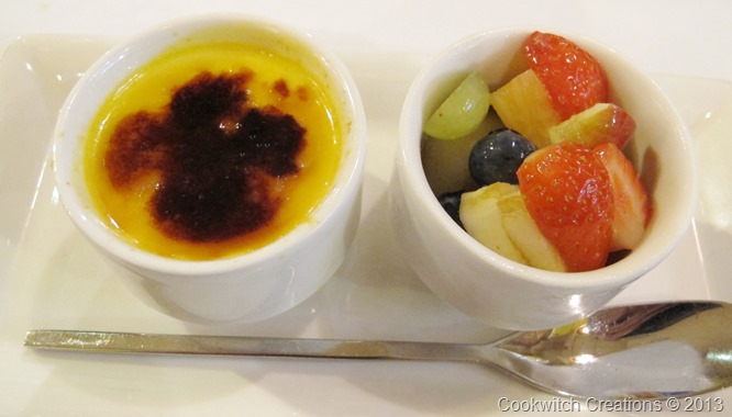 Creme brulee and fruit salad Creme brulee and fruit salad