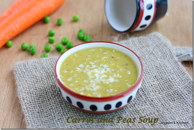 carrot peas soup carrot and peas soup