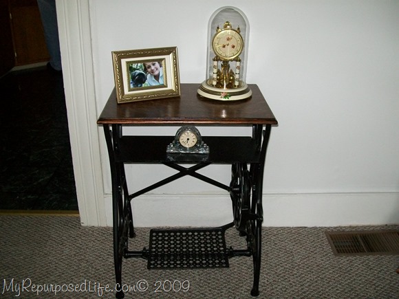 antique white sewing machine trestle table