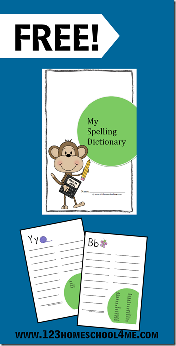 My Spelling Dictionary - free printable half page book to help kids reference commonly misspelled words without having to lug out the dictionary every time. Perfect for 1st-6th grade. My Spelling Dictionary - free printable half page book to help kids reference commonly misspelled words without having to lug out the dictionary every time. Perfect for 1st-6th grade.
