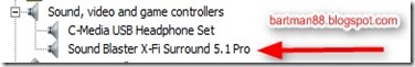 Sound Blaster X-Fi Pro Surround 5.1 Pro USB running on Windows Server 2008 - Device Manager
