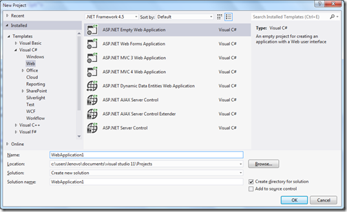 Creating asp.net web forms application for knockout demo