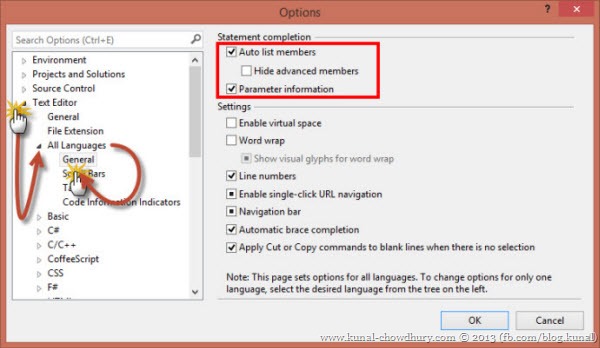Set the Proper Options in Visual Studio to Re-enable the Intellisense