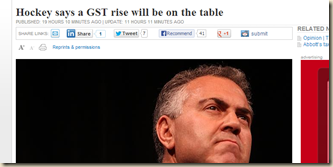 Hockey says a GST rise will be on the table