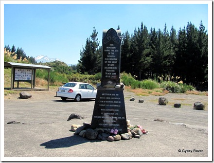 In 1953 151 lives were lost in the Tangiwai train crash. This memorial was erected in 1989.