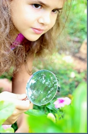 Katherine looking at flowers