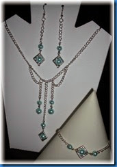 Bead Frame Jewellery set with blue glass pearls April 2014