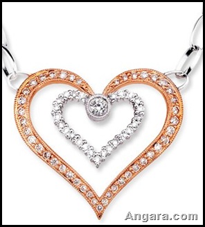 Round Diamond Twin Heart Pendant