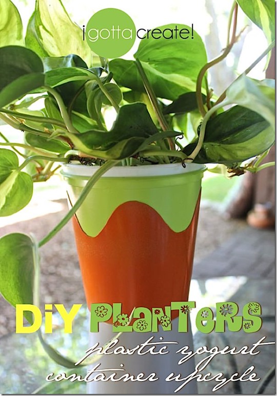 DIY Yogurt Container Planters by I Gotta Create DIY Yogurt Container Planters by I Gotta Create