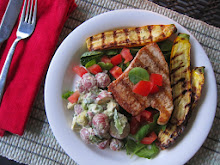 Grilled Tuna on Greens with Yellow Squash