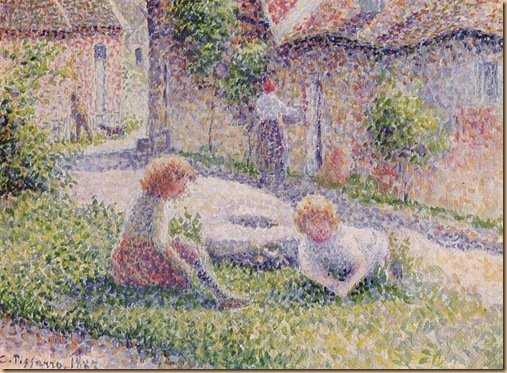 800px-Camille_Pissarro_019 Kinder auf einem Bauernhof pointillism