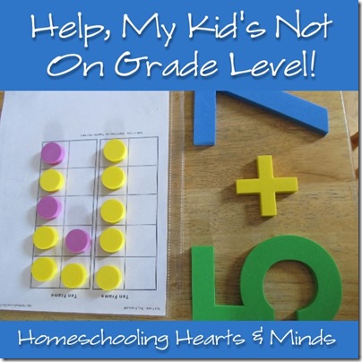 Help, My Kid's Not on Grade Level!  Homeschooling Hearts & Minds http://homeschoolheartandmind.blogspot.com