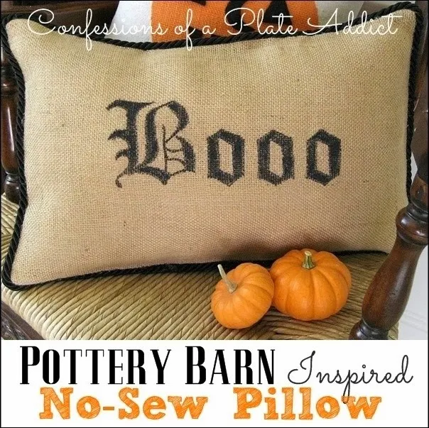 CONFESSIONS OF A PLATE ADDICT Pottery Barn Inspired No-Sew Boo Pillow