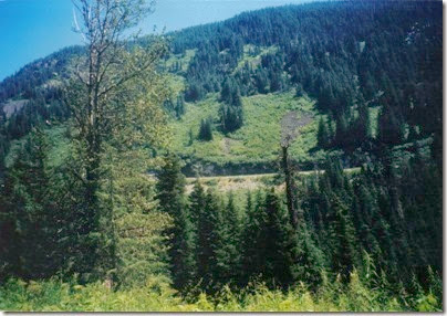 View of Highway 2 from near Milepost 1712 on the Iron Goat Trail in 2000
