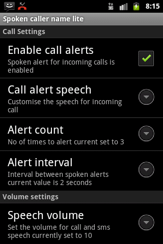 Android application Talking Caller ID screenshort