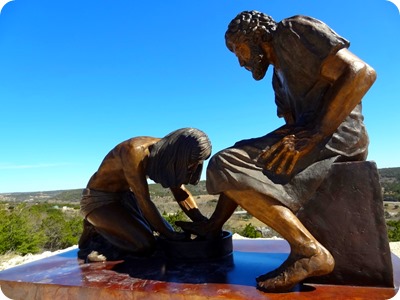 Jesus washes Peter's feet.