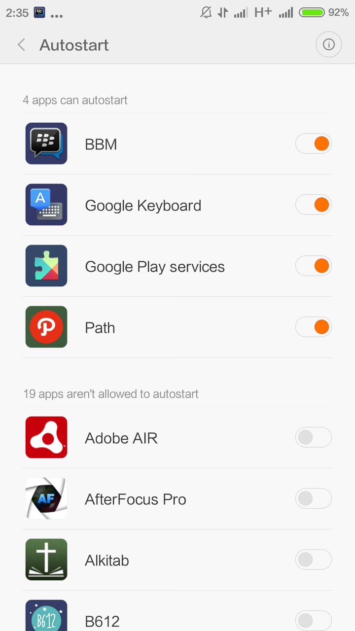 jual-beli handphone second bjm: AUTOSTART REAL TIME APP BBM XIAOMI