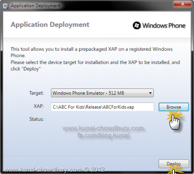 Windows Phone Application Deployment - Browse for the XAP