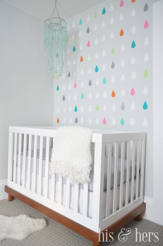 Easy raindrops accent wall--perfect for a nursery!