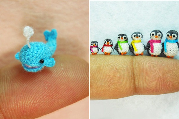 Miniaturas-Animais-Crochê-Baleia-Pinguim