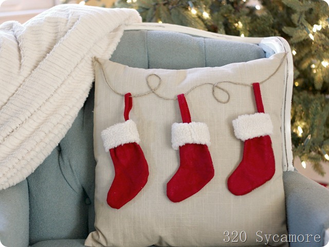 easy pottery barn knock off stocking pillow