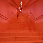 scary red stairs at the olympia pool in Seefeld, Austria 