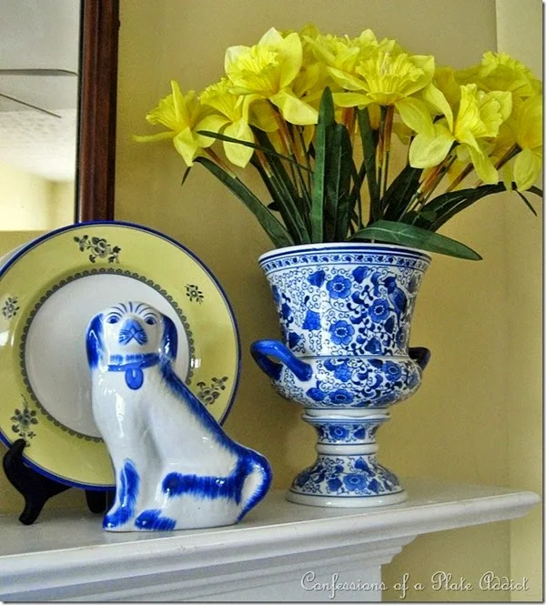 CONFESSIONS OF A PLATE ADDICT Blue and Yellow Spring Mantel