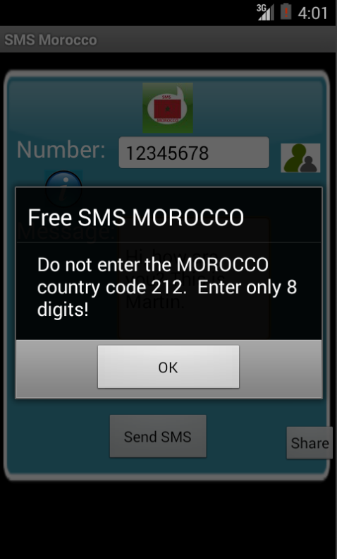 Free SMS Morocco Screen 2