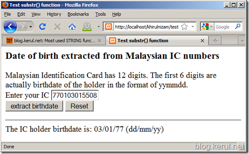 Extract birthdate from Malaysian IC number