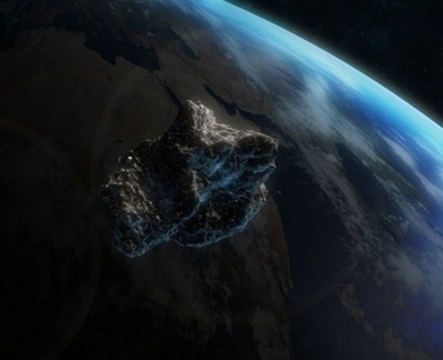 ilustração do impacto de asteroides na Terra