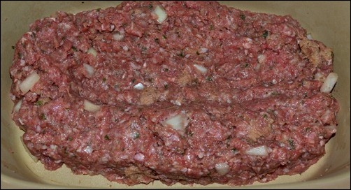 first layer of stuffed meat loaf