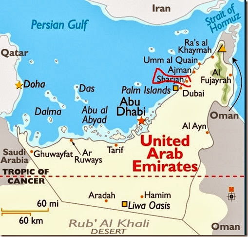 Sharjah circled, UAE 3