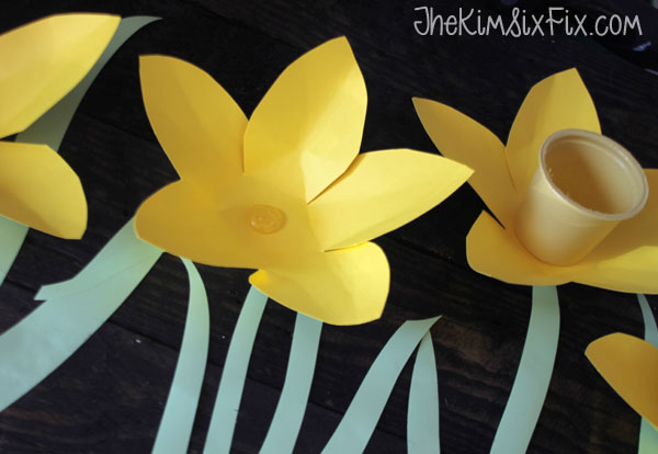 Hot gluing paper flowers