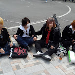Goth kids on Jingu bridge in Harajuku in Harajuku, Japan 