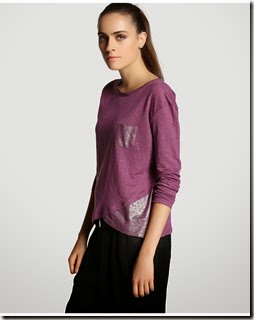 camiseta 100% lino en color ciruela con adornos laminados Tintoretto 26€