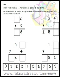 Printable Multiplication Tiling Puzzle -2 digit x 1digit