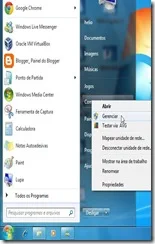 Imagem menu Iniciar gerenciar windows 7