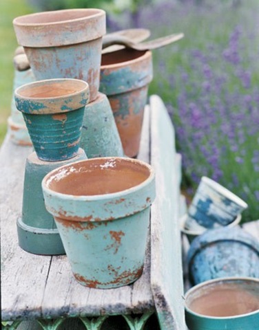 How to age garden pots from At The Picket Fence