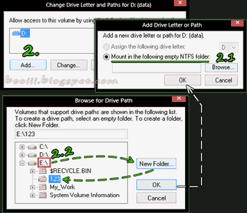 Disk Management : Change drive letter and paths/Add option