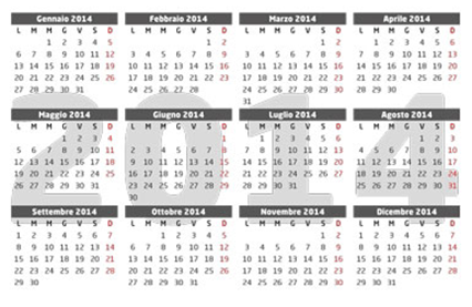 CALENDARIO 2014 TASCABILE DA SCARICA