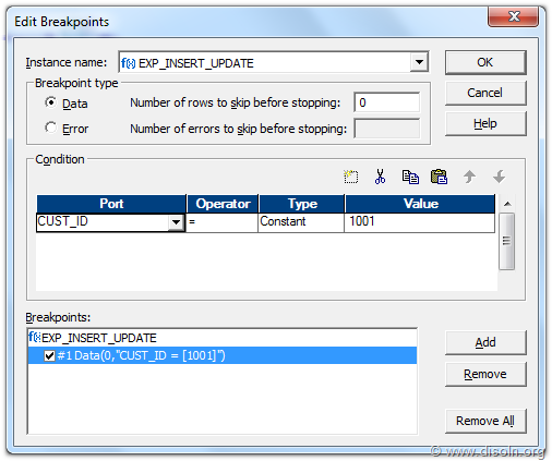 Informatica PowerCenter Mapping Debugger BreakPoint