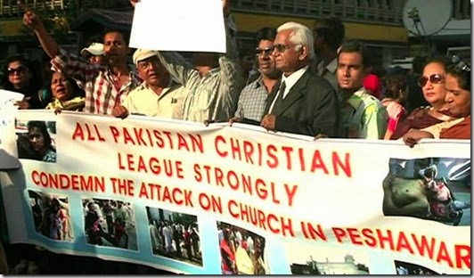 Protesting Islamic Terrorism over Peshawar Church bomb-homicide