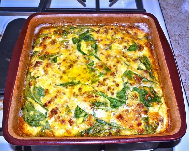 cooked spinach and egg casserole