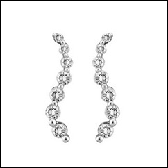 Round Diamond Curved Journey Earrings in 10k White Gold
