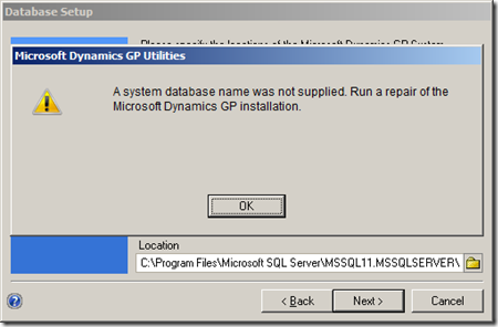 system database not found system database not found