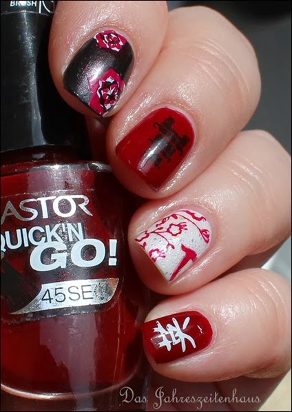 Nail Art Geisha Kirschblüte Japan Asien Design 8